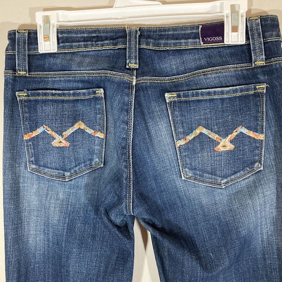 VIGOSS Jeans Womens 7/8 (30x30.5) Blue Bootcut Denim Western Low Rise 90s Y2K - Picture 2 of 10